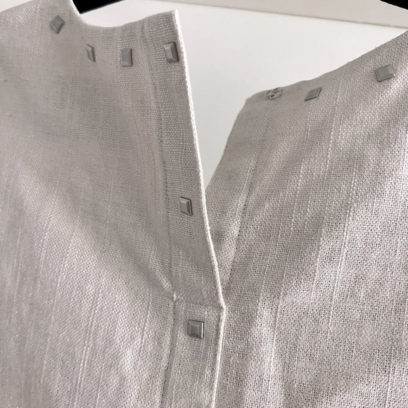 Cynthia Rowley soft beige silver shimmer stud accents pencil dress womens size 8 - Picture 4 of 5